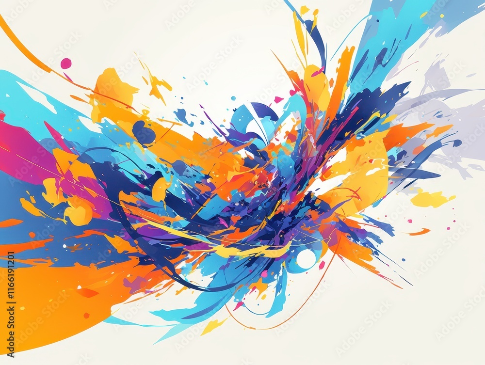 Poster abstract colorful splash design with vibrant hues and dynamic shapes.