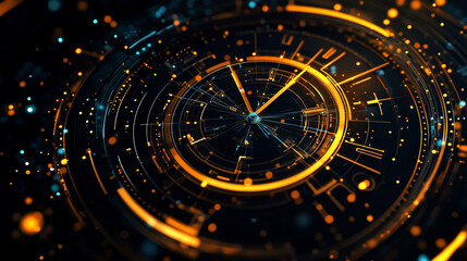 Watch from particles. Watch consists of circles and points. Vector illustration.