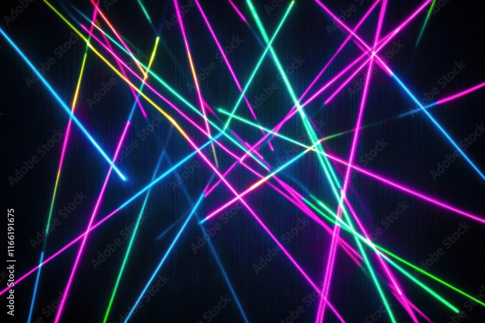 Fototapete Glowing neon lines create a vibrant abstract pattern that captivates with color and movement. Generative AI