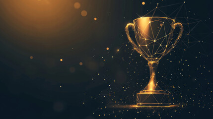 The award consists of points, lines and triangles. The polygon shape in the form of a silhouette awards on a dark background. Vector illustration