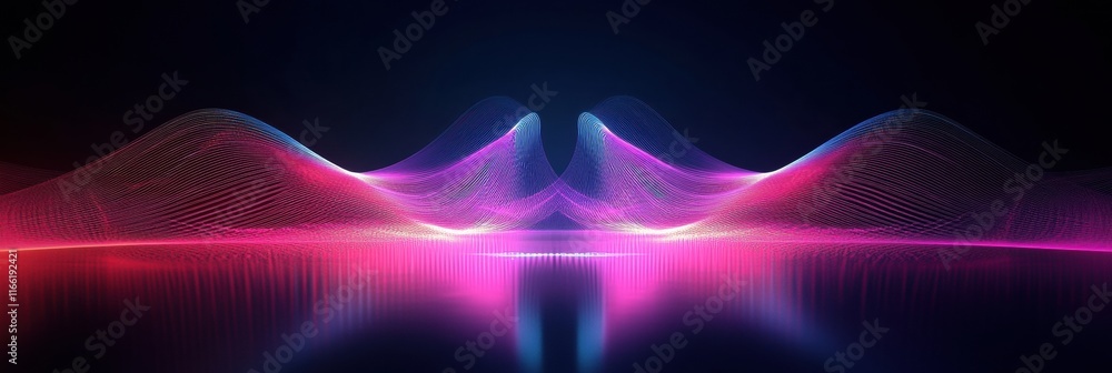 Aufkleber Dynamic 3D wave patterns in vibrant colors creating an immersive visual experience in an abstract space. Generative AI