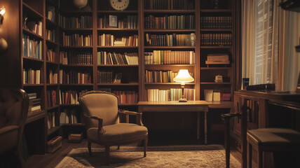 クラシックな書斎風デザインのヴィンテージホテルルーム