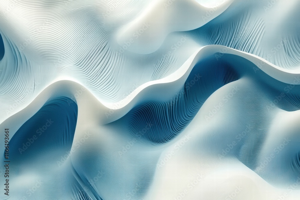 Poster seamless wave like pattern in soft blue and white tones creating an airy and tranquil atmosphere. ge