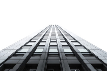 Modern skyscraper towering up against a bright sky in an urban landscape