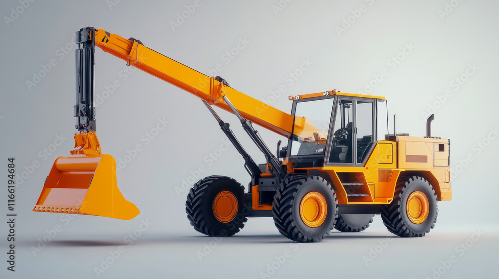 Poster telescopic loader hologram. digital and technological background telescopic loader. futuristic desig