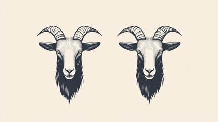 Vector goat logo. Black and white options