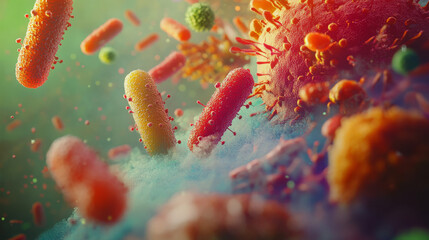3D illustration of bacteria. Virus diseases of different kinds