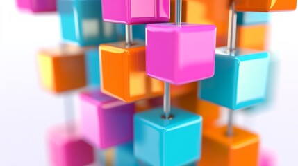 Obraz premium Colorful Construction Blocks on White Background