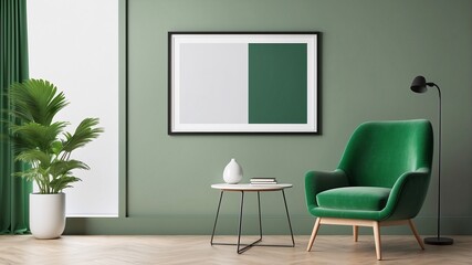 Fototapeta premium Emerald Green Living Room Retreat 