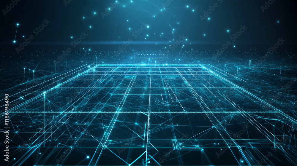 Aufkleber hologram game plan. the game plan consists of polygons, triangles of points and lines. the diagram d