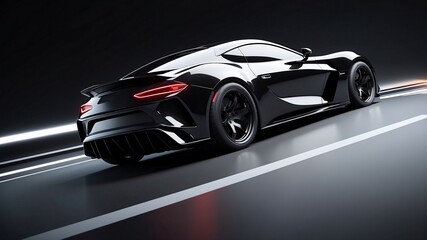 Black Luxury Sports Car on the Road 