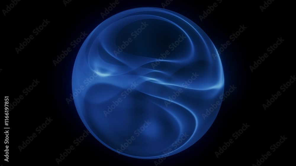 Poster subtle inner swirl orb loop: a blue orb with a subtle inner swirl and gentle pulsing effect, seamles