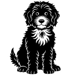 Portuguese water Dog black silhouette vector, Simple silhouette Design vector icon with white background