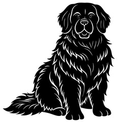 newfoundland Dog black silhouette vector, Simple silhouette Design vector icon with white background