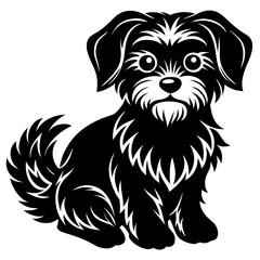 maltese Dog black silhouette vector, Simple silhouette Design vector icon with white background