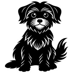 maltese Dog black silhouette vector, Simple silhouette Design vector icon with white background