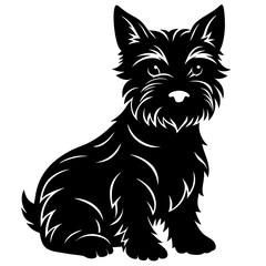 west highland white terrier Dog black silhouette vector, Simple silhouette Design vector icon with white background