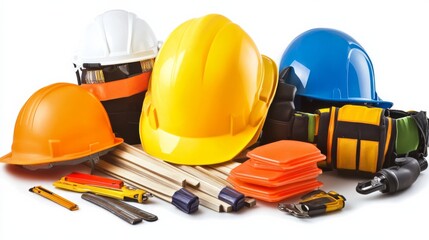 Safety Gear Collection on Vibrant White Background