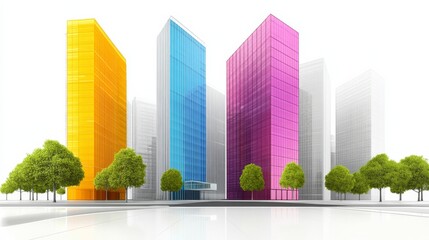 Vibrant Urban Development with High Contrast Colors