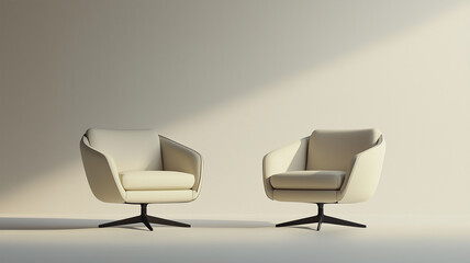 Fototapeta premium 広角レンズで表現された談笑を想起させる二脚の椅子