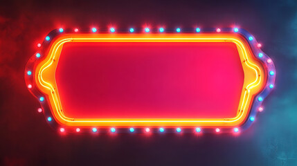Casino neon light sign. Retro cinema show frame. Circus bulb billboard. Marquee red signboard banner with lamp for text. Night 3d theater or hollywood border vector. Illuminated winner glow board