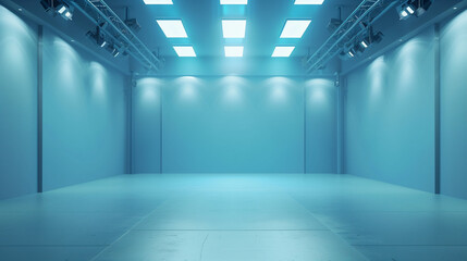 blue corridor in a building