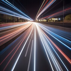 traffic on highway at night