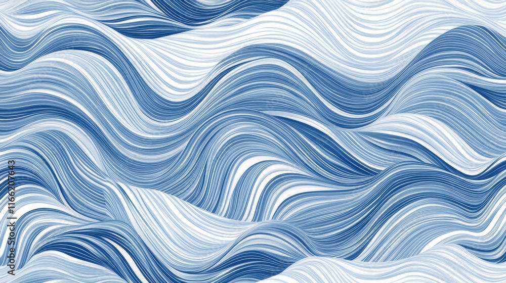 Leinwandbilder seamless wave like pattern with blue and white hues flowing across the surface. generative ai
