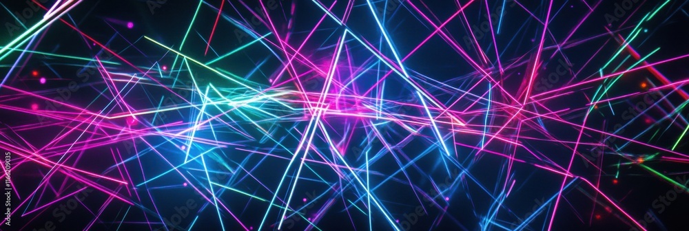 Aufkleber vibrant abstract glowing neon lines creating a dynamic visual experience in a dark space at night. g