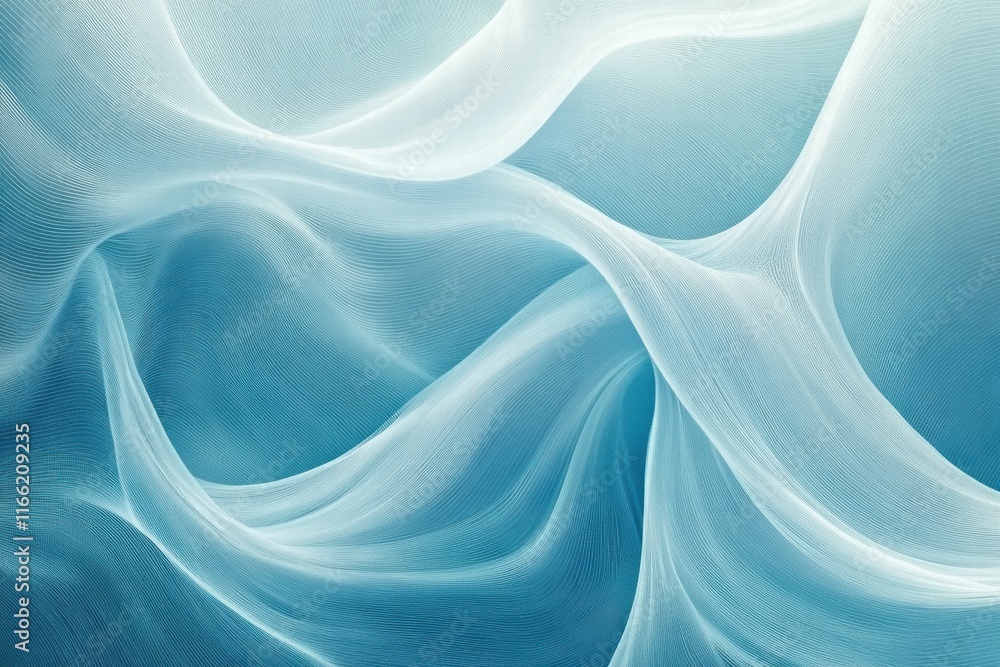 Poster Seamless wave like pattern creating a tranquil ocean inspired background with gentle curves and soft colors. Generative AI