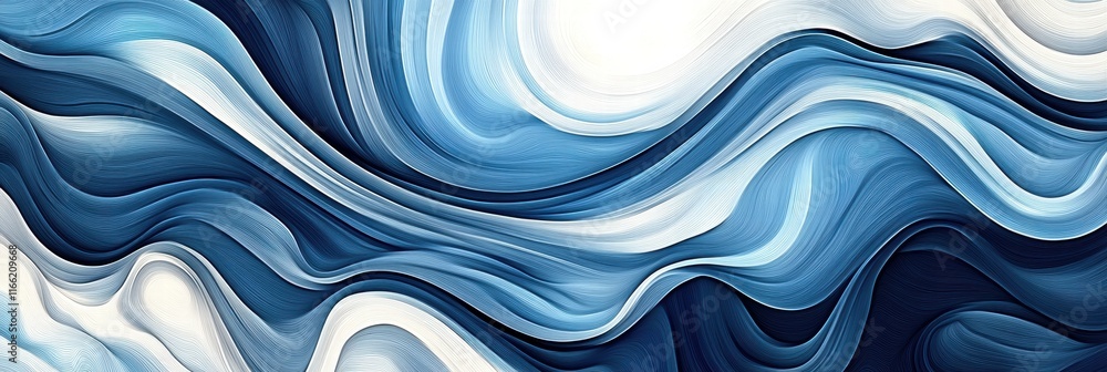 Aufkleber seamless wave like pattern in shades of blue and white creates a tranquil and flowing design for art