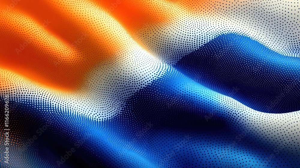 Poster abstract design with blue orange, white dotted patterns. dynamic wavy texture. stylish background su