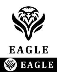 A bold eagle logo design with sharp, symmetrical lines and modern aesthetics
