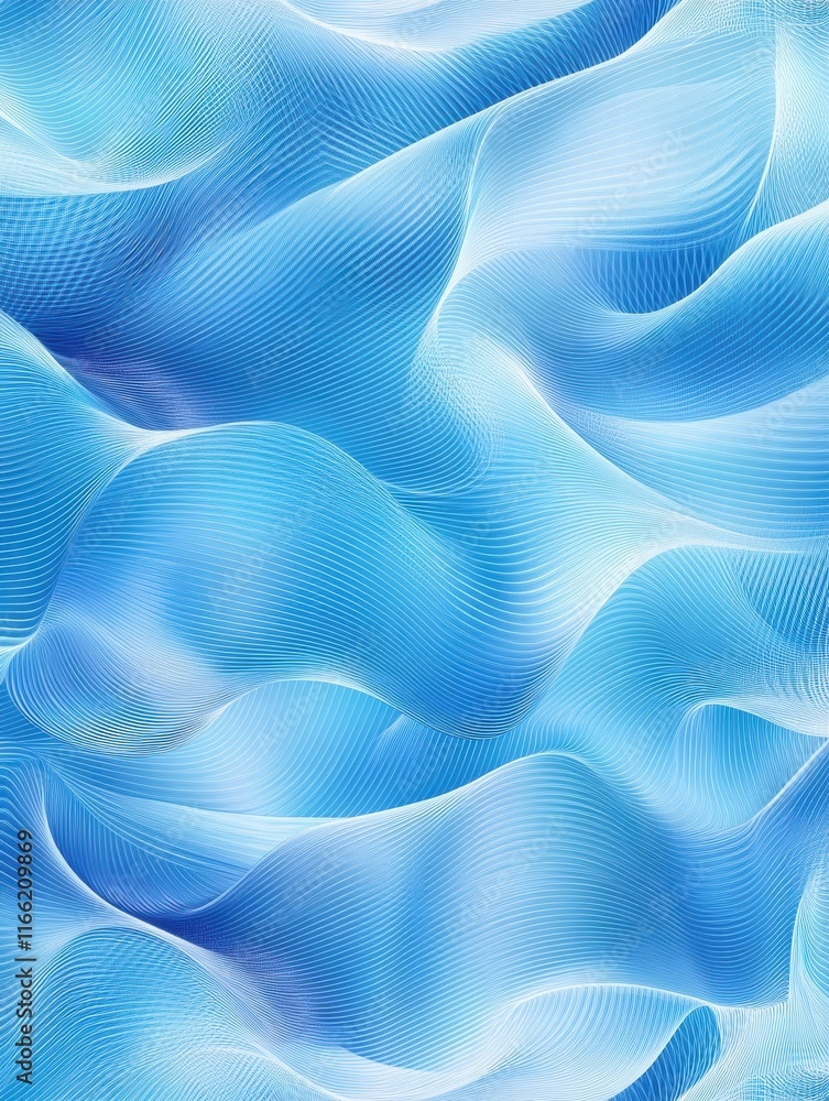 Leinwandbilder Seamless wave like pattern in soft blue tones conveying tranquility and fluidity for design purposes. Generative AI