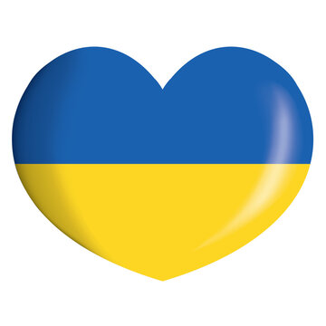 Icon representing a heart button with the flag of Ukraine. Ideal for catalogs of institutional materials and geography