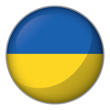 Icon representing a round button with the flag of Ukraine. Ideal for catalogs of institutional materials and geography