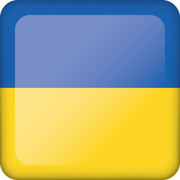 Icon representing a square button with the flag of Ukraine. Ideal for catalogs of institutional materials and geography