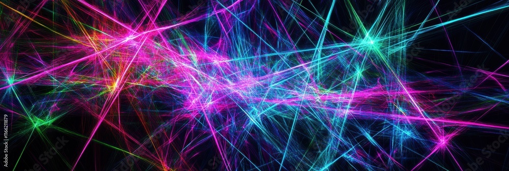 Fototapete Glowing neon lines create an abstract visual experience in bright colors and intricate patterns. Generative AI