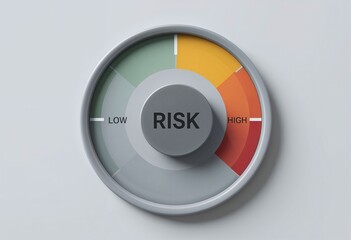Risk assessment dial showing levels from low to high A visual representation of risk management and control