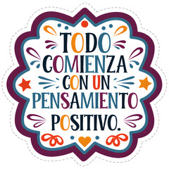 The image is a colorful sticker with a flowery border