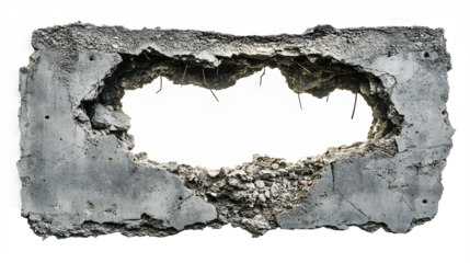 A large hole in a concrete wall