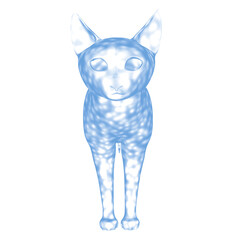 3d rendered glowing hologram of a cat isolated on transparent background