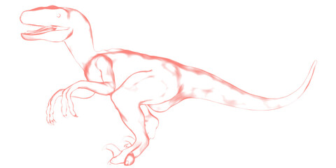 3d rendered glowing hologram of dinosaur isolated on transparent background