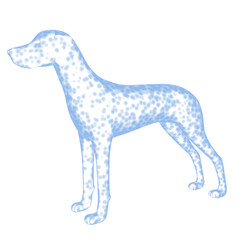 3d rendered glowing hologram of a dog isolated on transparent background