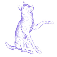 3d rendered glowing hologram of a dog isolated on transparent background