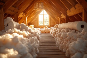 Obraz premium Attic Insulation and Raw Materials for a Sustainable Home
