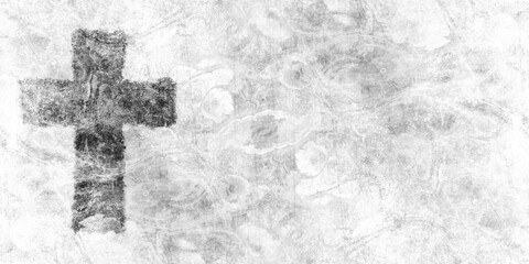 rough cross with torn edge effect on turbulent marbled design black on white