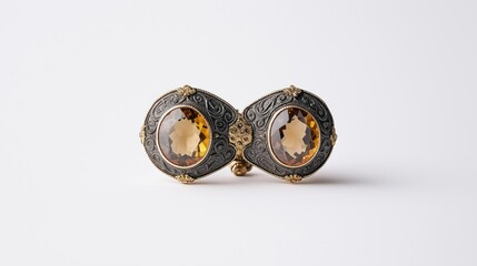 Luxurious handcrafted jewelry piece featuring intricate metalwork, sparkling gemstones. Elegant design perfect for discerning collectors. Artistry, craftsmanship in beautiful gold, silver ornament.