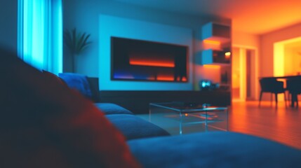 Modern Minimalist Living Room with Soft Lighting