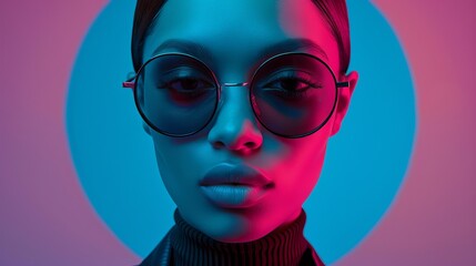 Fashion Editorial Portrait: Cyan and Magenta Lighting © Mitchell